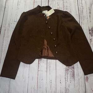 RIHOAS Retro Single-breasted Steampunk Brown Tweed Jacket with Ball Buttons